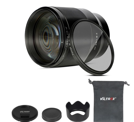 Viltrox 85mm F1.8 STM Full-Frame Z-Mount Lente para câmeras Nikon Mirrorless e DSLR Z5, Z50, Z6, Z6II, Z7, Z7II, com suporte para foco automático AF - Preta