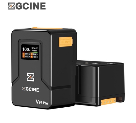 Zgcine v99 pro v montagem bateria 100w USB-C pd carregador rápido com d-tap duplo USB-C porta pd para bmpcc 6k pro canon r5c sony fx3