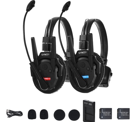 SYNCO XTalk Pro2 Fone de ouvido sem fioXPro X2 2,4 GHz Sistema de comunicação Dispositivo mestre aleatório Alcance operacional de 500 m Monitoramento em tempo real Fone de ouvido com redução de ruído de IA para gravação de filmes e shows ao vivo (2 unidad
