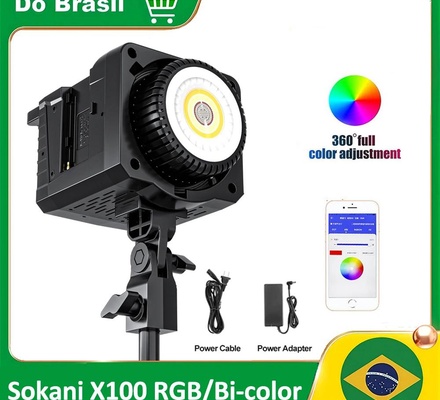 Sokani X100 RGB Bi-Color 100W LED Luz de vídeo Bowens Mount Fotografia Iluminação APP Controle Gravação de vídeo Tiro ao ar livre