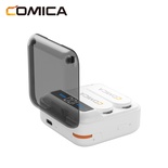 Microfone de lapela sem fio Vimo S-MI da Comica, dois transmissores e um receptor com estojo de carregamento para iPhone e iPad, mini microfone para entrevistas, transmissão ao vivo, vlogs e gravação de vídeo, branco
