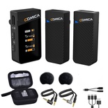Microfone de lapela sem fio Vimo C2 da Comica, gravação de canal duplo 2.4G com 2 transmissores, 1 receptor, microfone de lapela para entrevistas, transmissão ao vivo, vlogs e gravação de vídeo