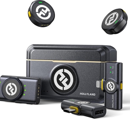 Hollyland Lark M2 Microfone sem fio  2TX + 3RX + estojo de carregamento