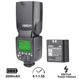 Flash Godox V860II-N V860II para Nikon, Speedlite HSS 2.4G TTL GN60 1/8000S, bateria de íons de lítio recarregável, 650 flashes de potência máxima, flash externo compatível com câmeras Nikon