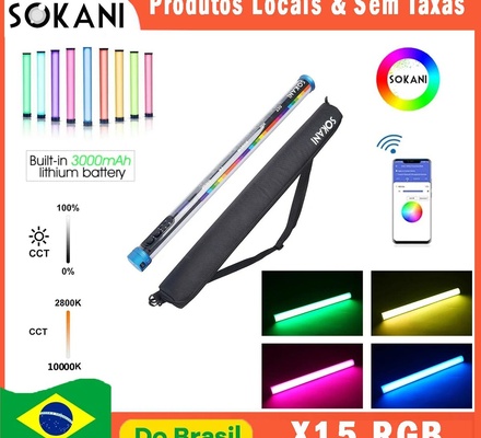 SOKANI X15 RGB 15W LED Light Stick Tube Light Wand Tube Stick Video Soft Light APP Controle 3000mAh para YouTube Tiktok Video Vlog