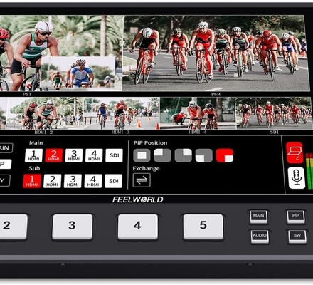FEELWORLD L4 10.1 polegadas Câmera Video Mixer Switcher Touch Screen Video Switcher Multi Monitor Para Fotógrafos