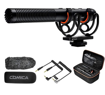 Microfone Shotgun Comica VM20, Microfone de Vídeo Profissional Super Cardioide CVM-VM20 com Suporte Antichoque, Kit de Microfone de Câmera para Smartphone/Câmera DSLR/Filmadora, Perfeito para Entrevistas/Gravação de Vídeo