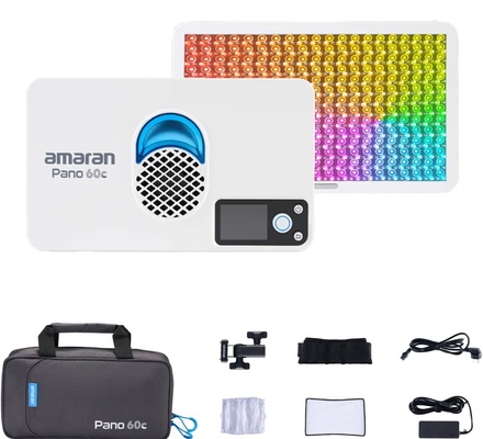 amaran Pano 60c Kit 60W RGB WW Full Color Panel Light 2,300K-10,000K 12 Lighting Efects Photography Studio Light
