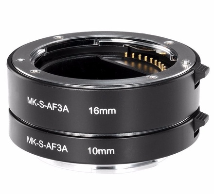 Meike MK-S-AF3-ATubo de extensão automático de metal, anel adaptador para disparo próximo (10 mm + 16 mm) para Sony E-Mount