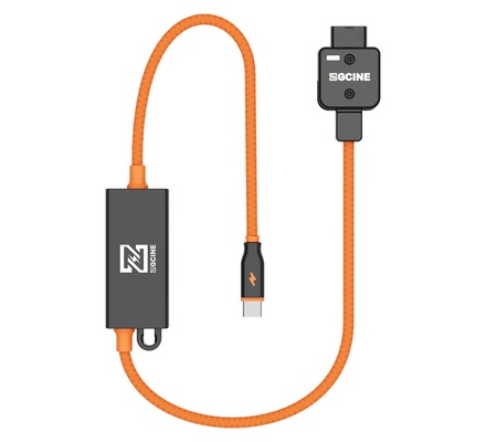 Cabo de alimentação trançado DT-PD 20" D-Tap para USB-C PD de 2 vias com suporte em V para bateria V-Mount, câmeras sem espelho, telefones e outros dispositivos com entrada USB-C