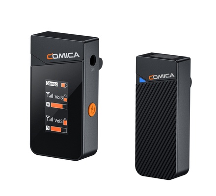 Sistema de microfone sem fio Comica Vimo C1 para câmera, telefone e computador, gravação de canal duplo 2.4G para entrevistas, transmissão ao vivo, vlogs e gravação de vídeo