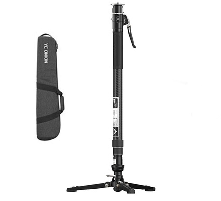 YC Onion Pineta Pro Monopé de fibra de carbono com base de pedal, suporte leve, monopé de viagem leve com placa de liberação rápida para câmeras DSLR Sony Canon Nikon, gimbal e etc. Carga máxima de 11 lb/5 kg
