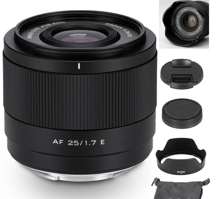 VILTROX 25mm f1.7 E-Mount Large Aperture STM APS-C Auto Focus Prime Lens for Sony E-Mount Cameras A7C A7RII A7SII A7II A7RIII A7IV A7RIV A9 A1 ZVE1 A93 A6700 A6600 A6500 A6400 FX3 ZV-E10 FX30 ZV-E10II