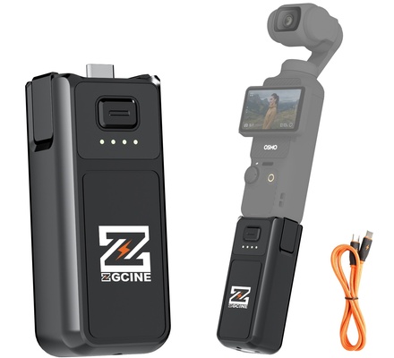 ZGCINE PK-H01 Suporte de bateria para DJI OSMO Pocket 3, 7,7 V/1600 mAh (carga 1,0X), carregamento rápido PD de 17 W, rosca de 1/4" + furo de fixação