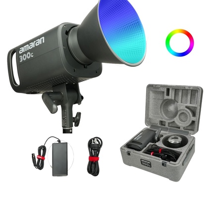 Amaran 300C RGB WW Luz de vídeo LED, iluminação fotográfica colorida de 300 W, luz contínua com montagem Bowens de 2500 K a 7500 K, controle por aplicativo Bluetooth